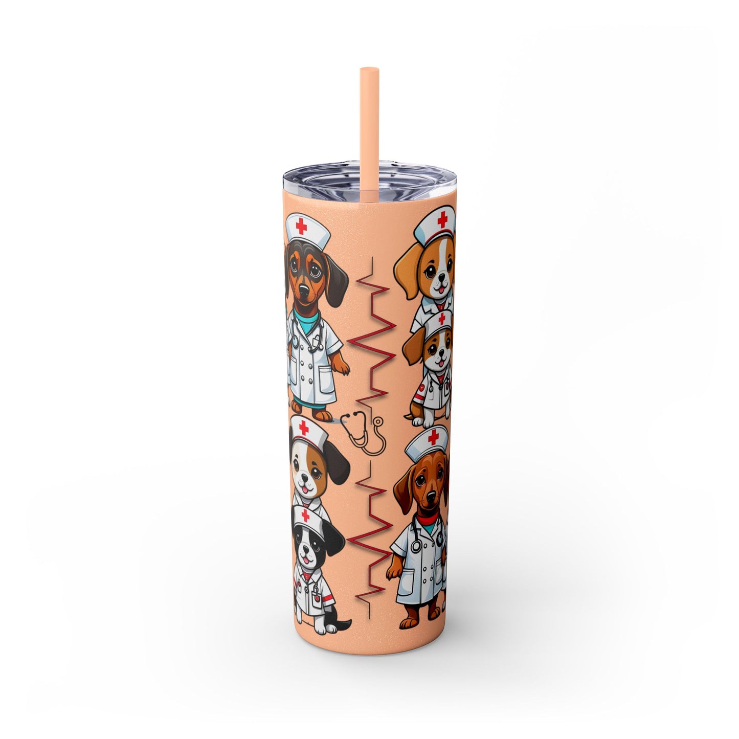 Nurse Weenie Dog Skinny Tumbler with Straw, 20oz