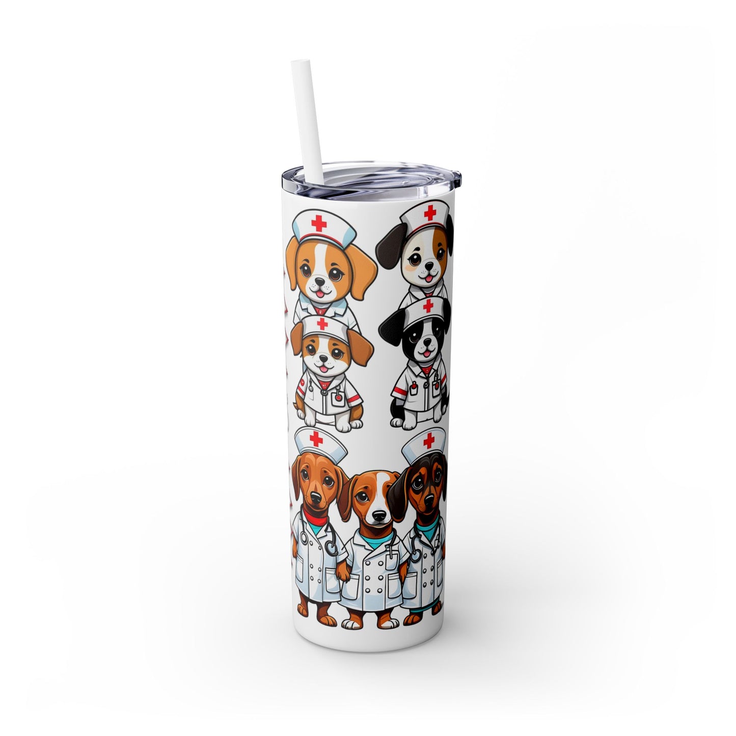 Nurse Weenie Dog Skinny Tumbler with Straw, 20oz