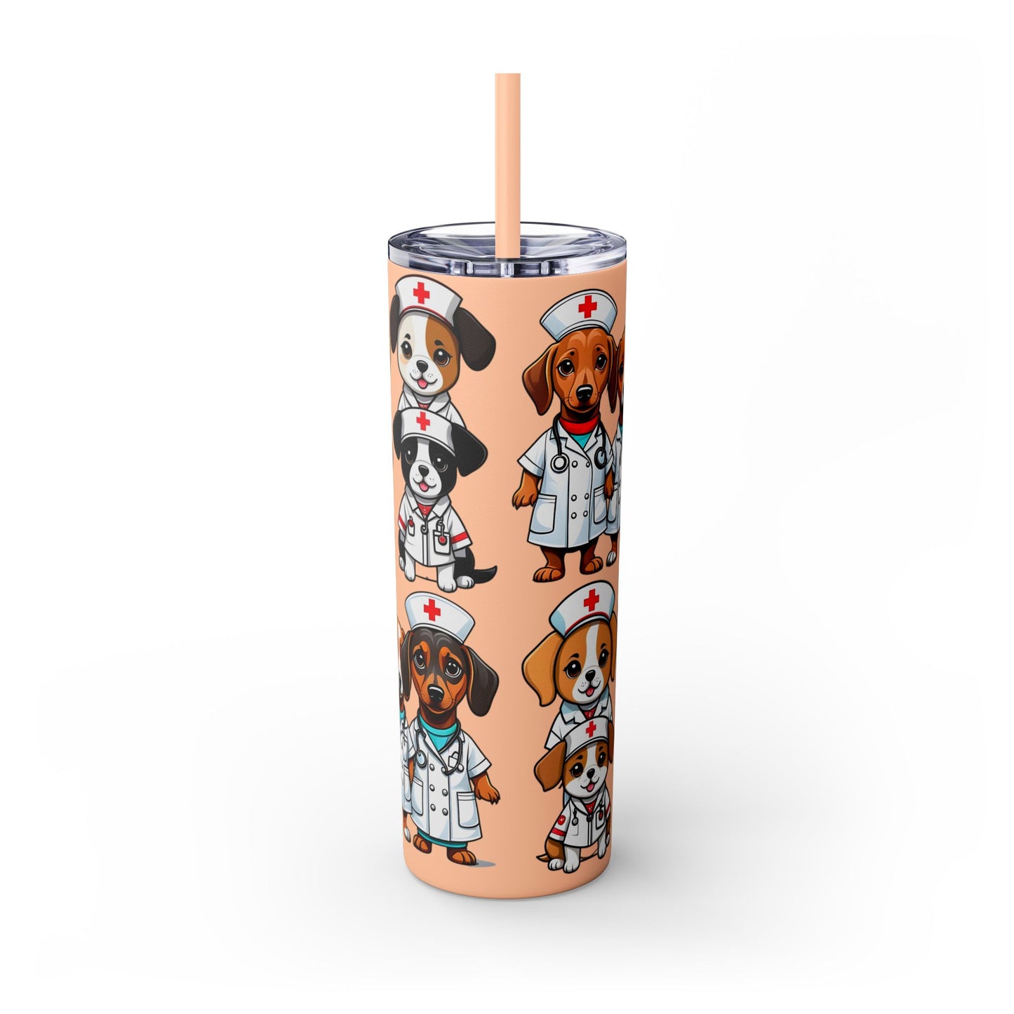 Nurse Weenie Dog Skinny Tumbler with Straw, 20oz