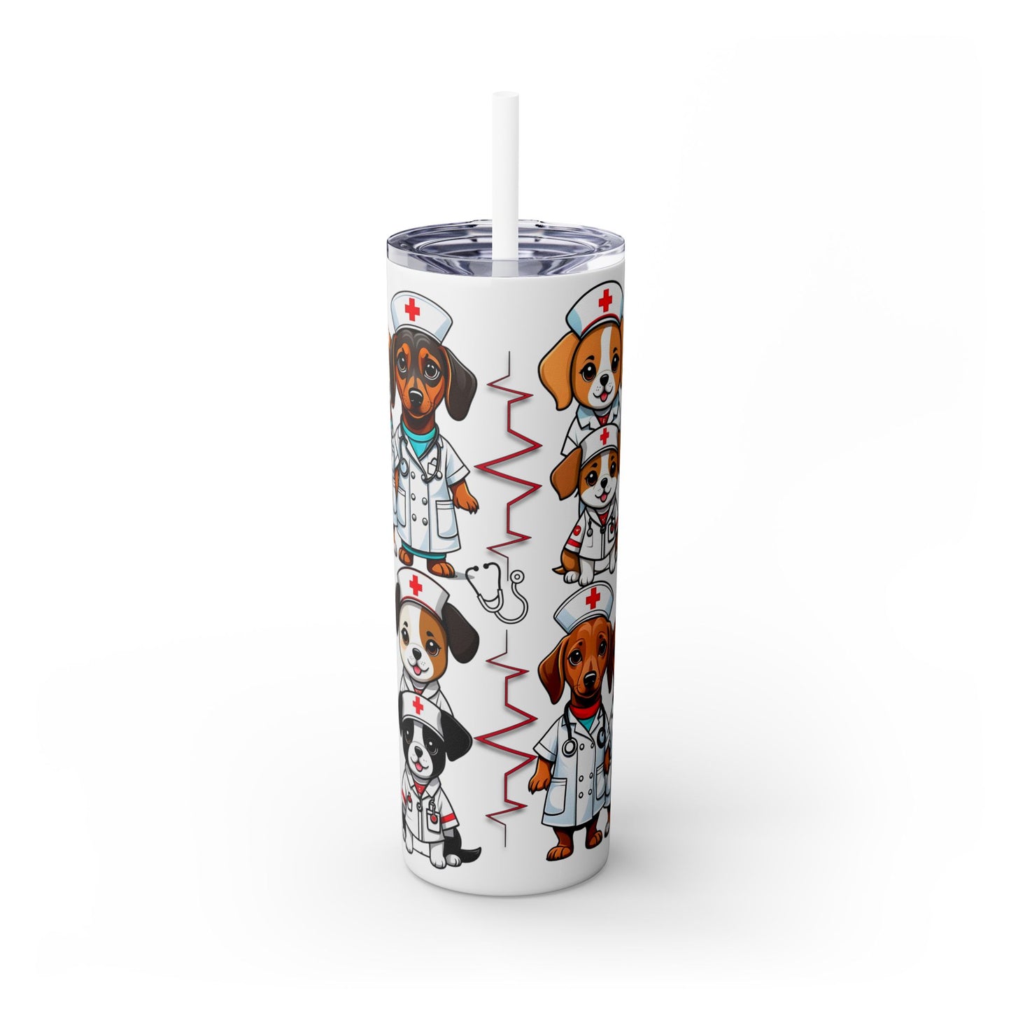Nurse Weenie Dog Skinny Tumbler with Straw, 20oz