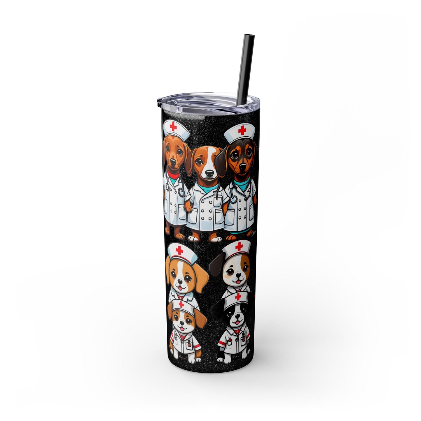 Nurse Weenie Dog Skinny Tumbler with Straw, 20oz