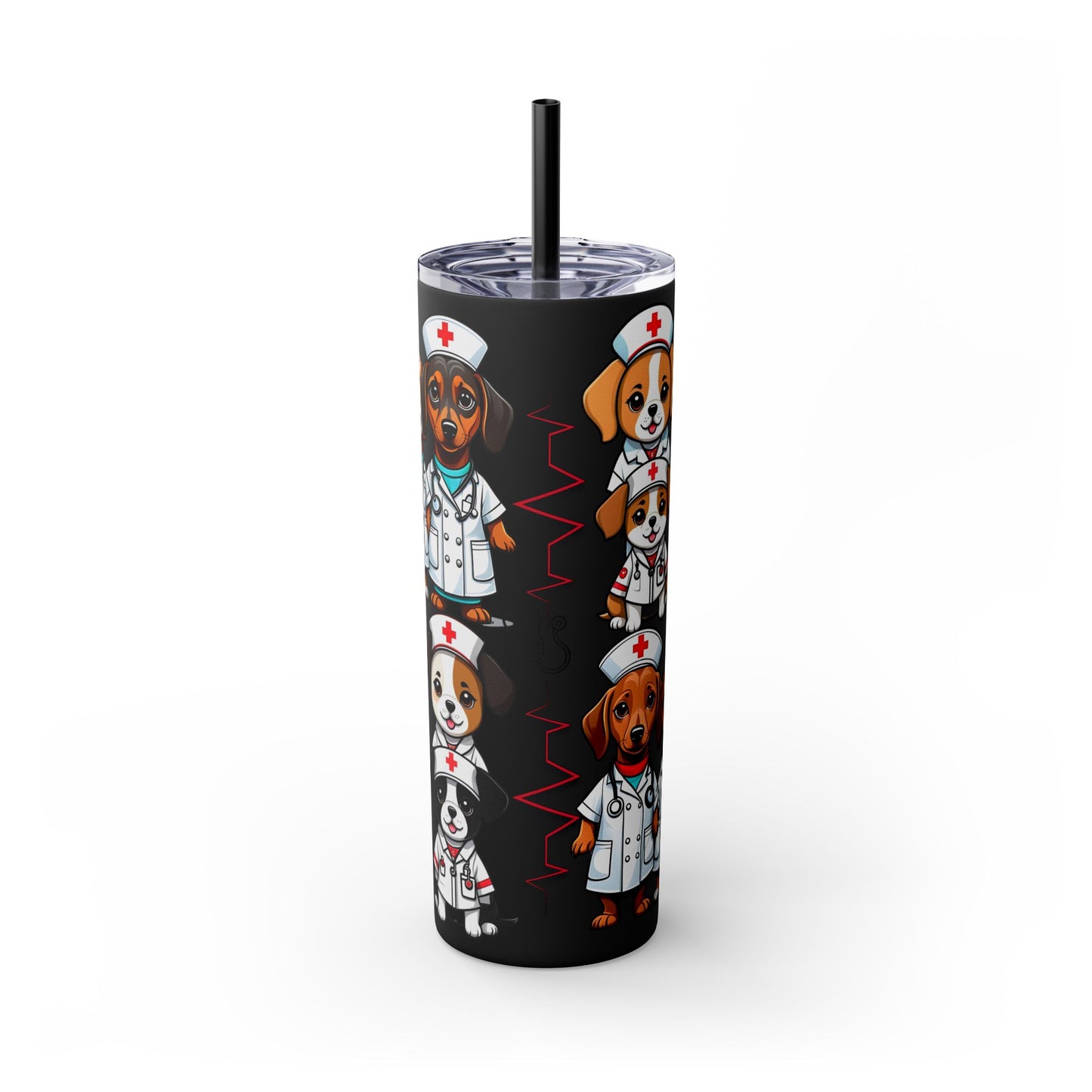 Nurse Weenie Dog Skinny Tumbler with Straw, 20oz