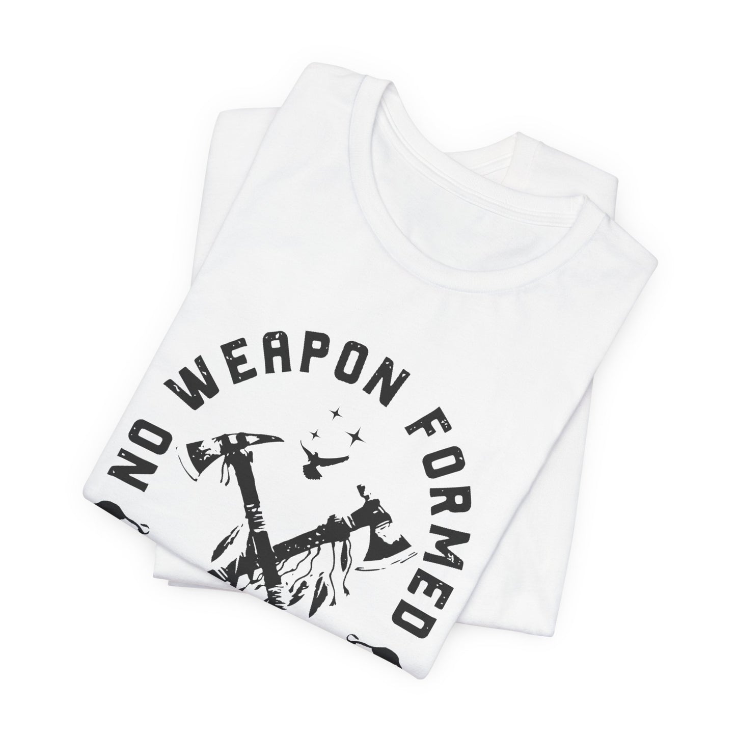 No Weapon Formed Against Me Black Letter Short Sleeve Tee