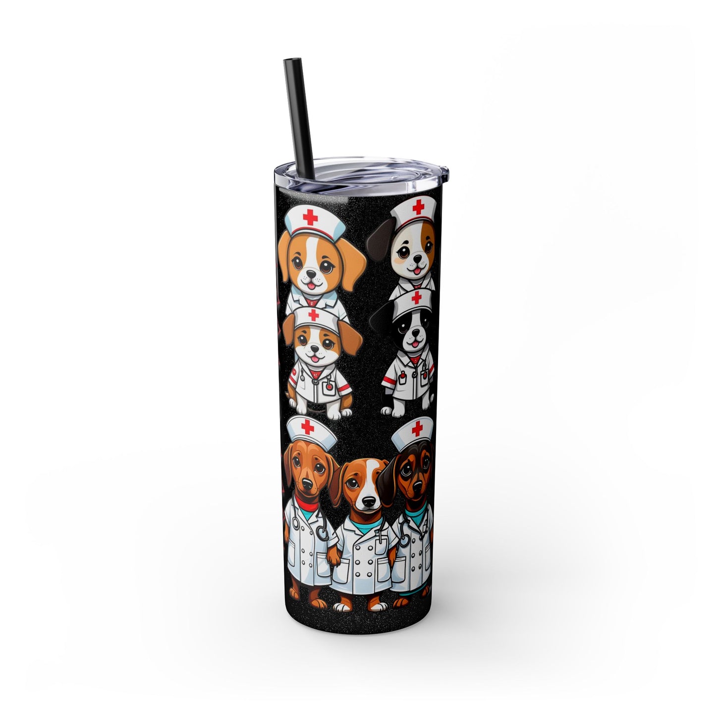 Nurse Weenie Dog Skinny Tumbler with Straw, 20oz