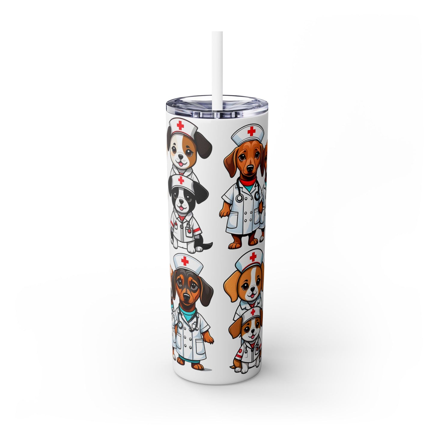 Nurse Weenie Dog Skinny Tumbler with Straw, 20oz