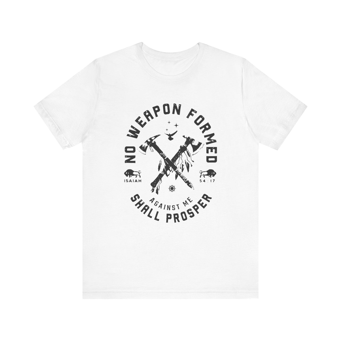 No Weapon Formed Against Me Black Letter Short Sleeve Tee