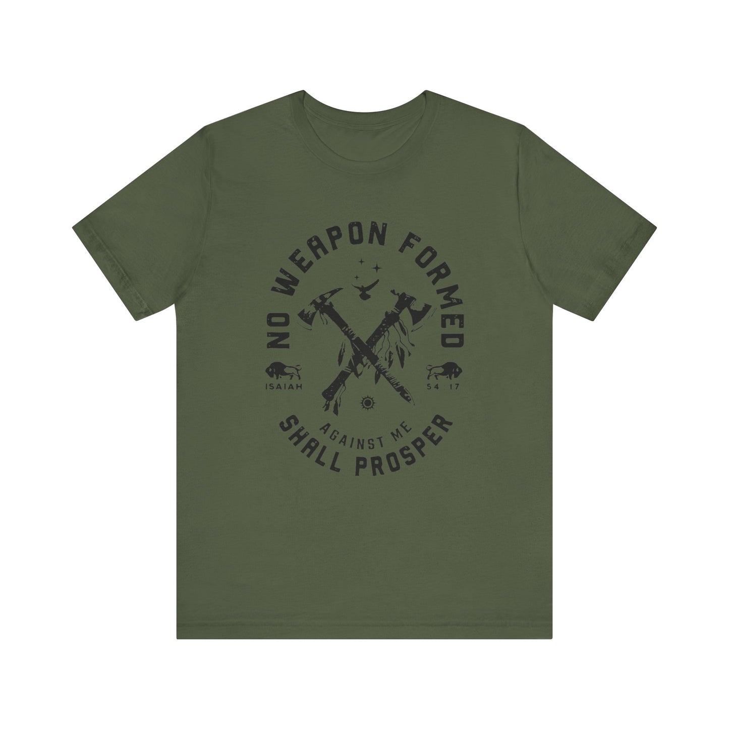 No Weapon Formed Against Me Black Letter Short Sleeve Tee