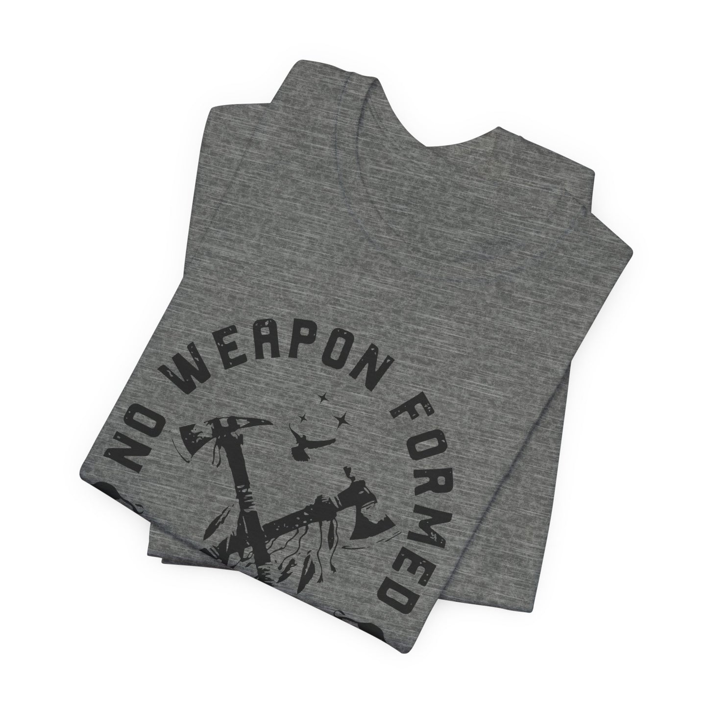 No Weapon Formed Against Me Black Letter Short Sleeve Tee