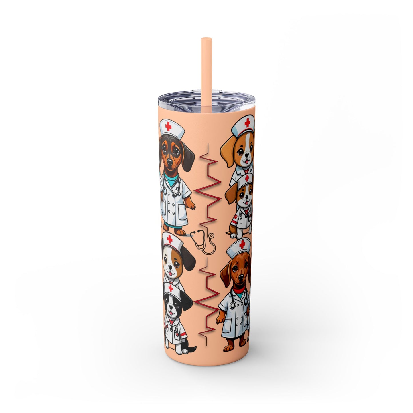 Nurse Weenie Dog Skinny Tumbler with Straw, 20oz