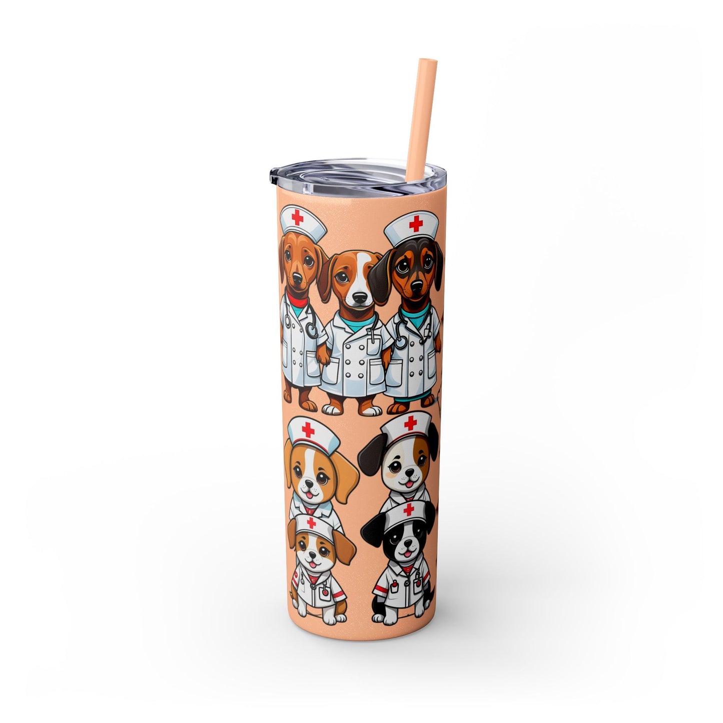 Nurse Weenie Dog Skinny Tumbler with Straw, 20oz