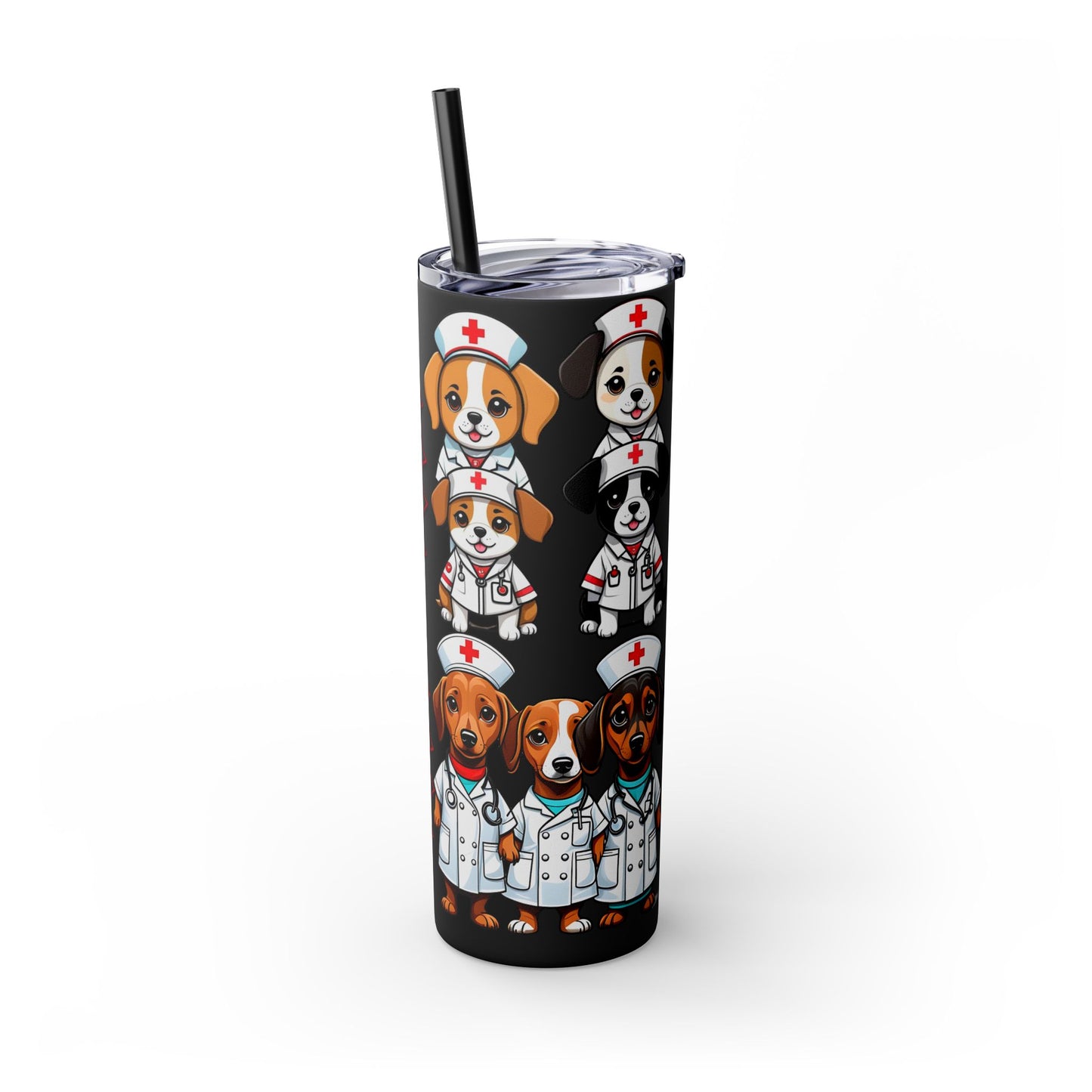 Nurse Weenie Dog Skinny Tumbler with Straw, 20oz