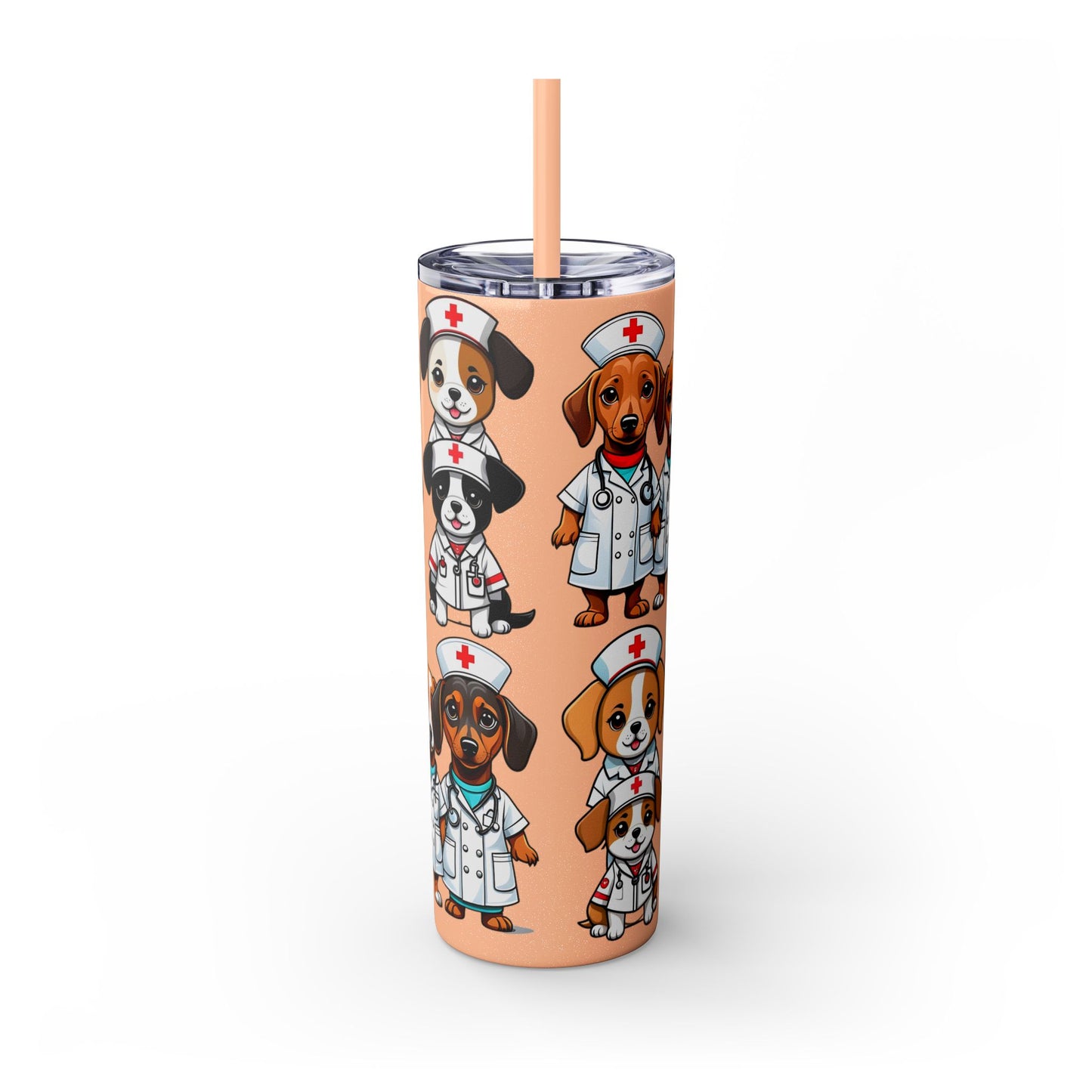 Nurse Weenie Dog Skinny Tumbler with Straw, 20oz