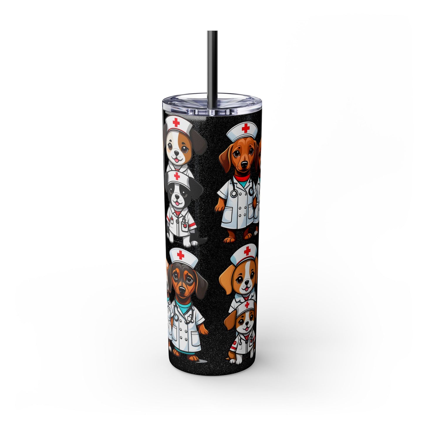 Nurse Weenie Dog Skinny Tumbler with Straw, 20oz