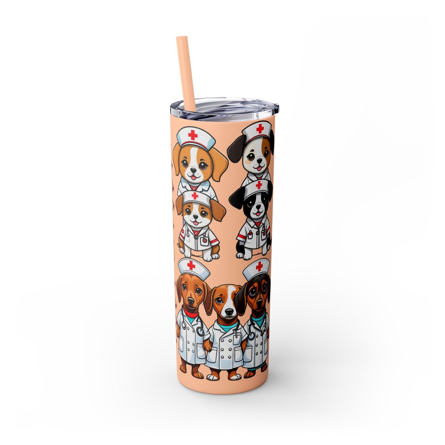 Nurse Weenie Dog Skinny Tumbler with Straw, 20oz