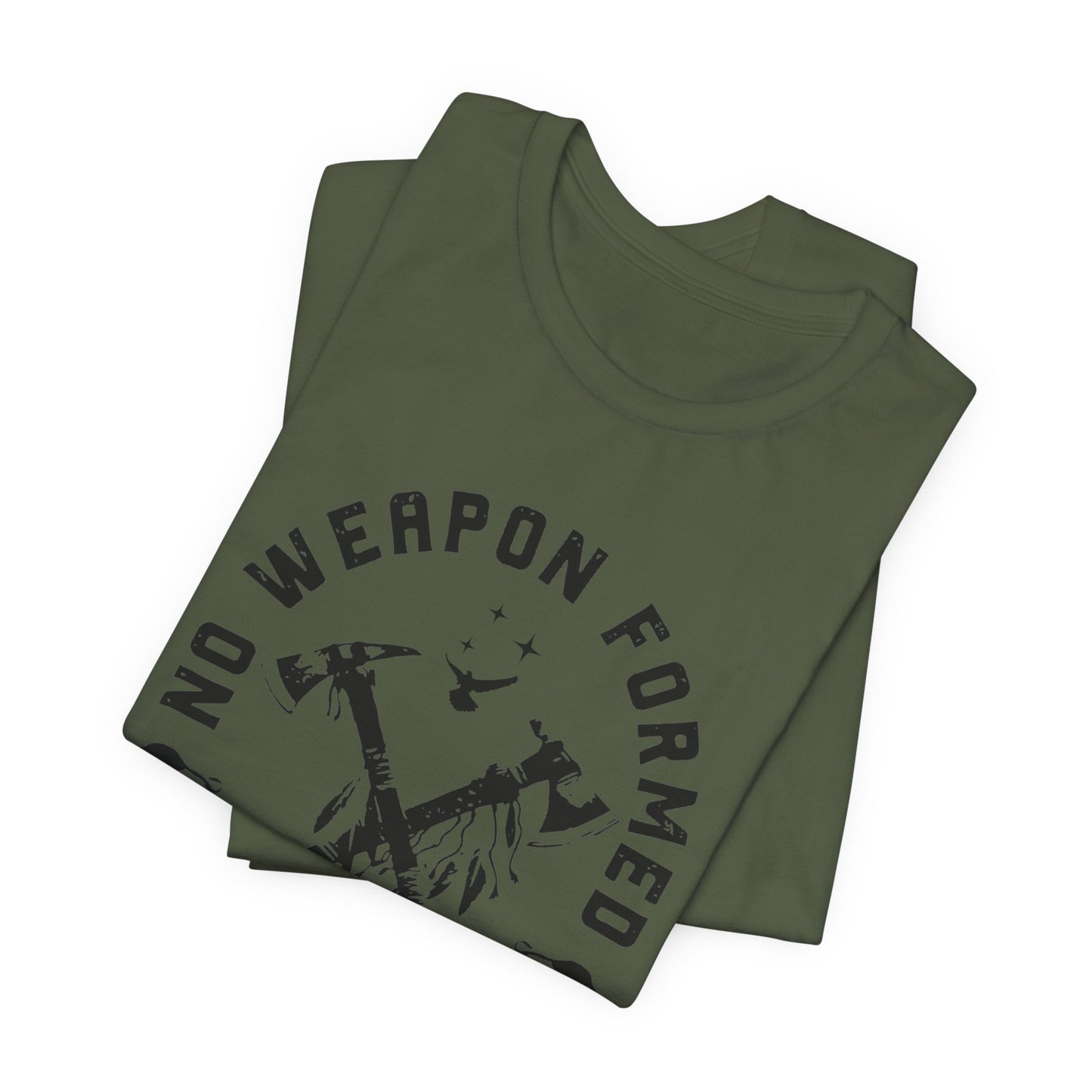 No Weapon Formed Against Me Black Letter Short Sleeve Tee