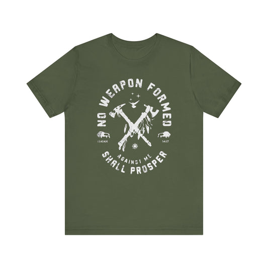 No Weapon Formed Against Me White Letter Short Sleeve Tee