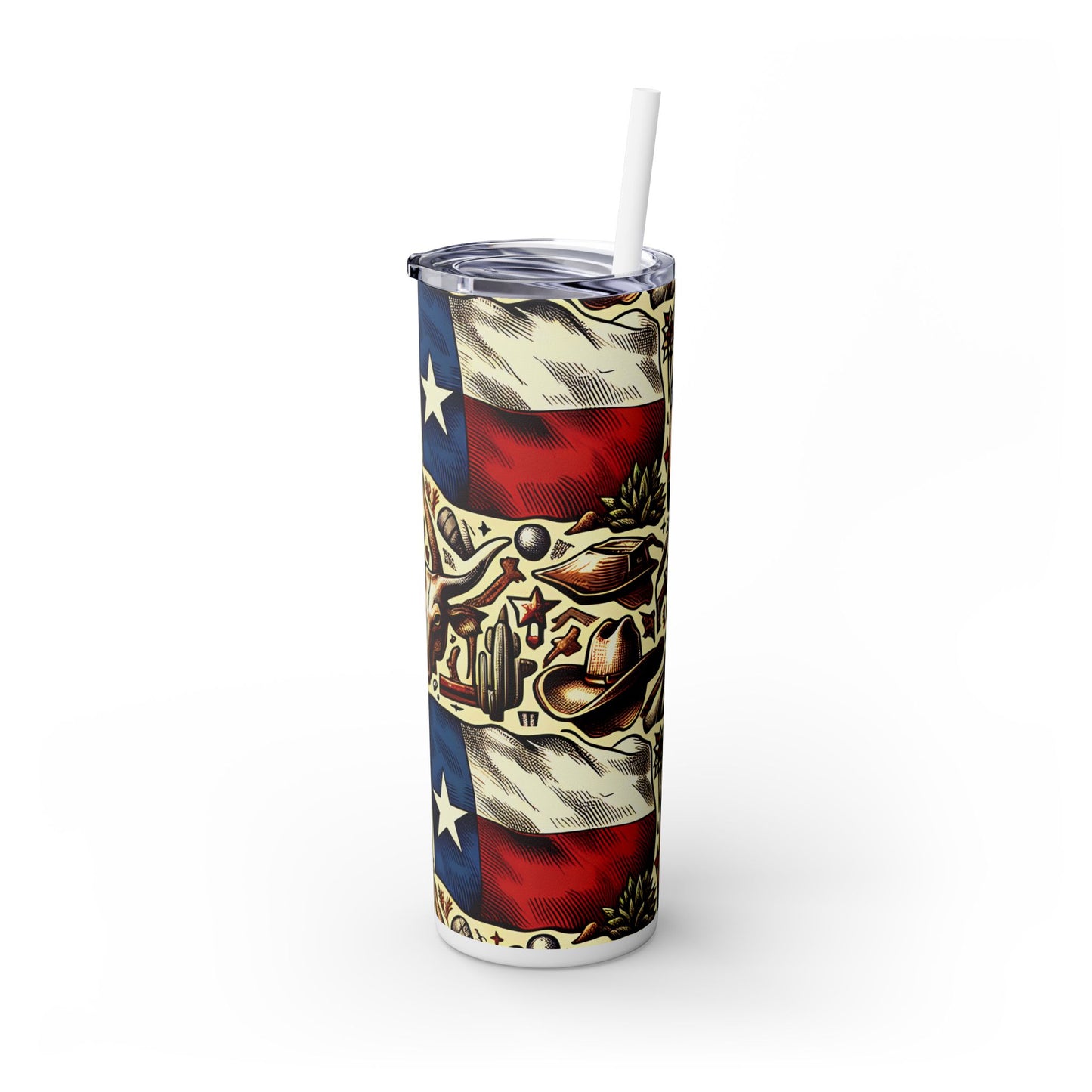 Texas Flag Skinny Tumbler with Straw, 20oz