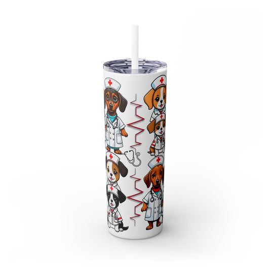 Nurse Weenie Dog Skinny Tumbler with Straw, 20oz