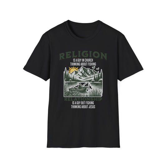 Religion Is A Guy Fishing Softstyle T-Shirt