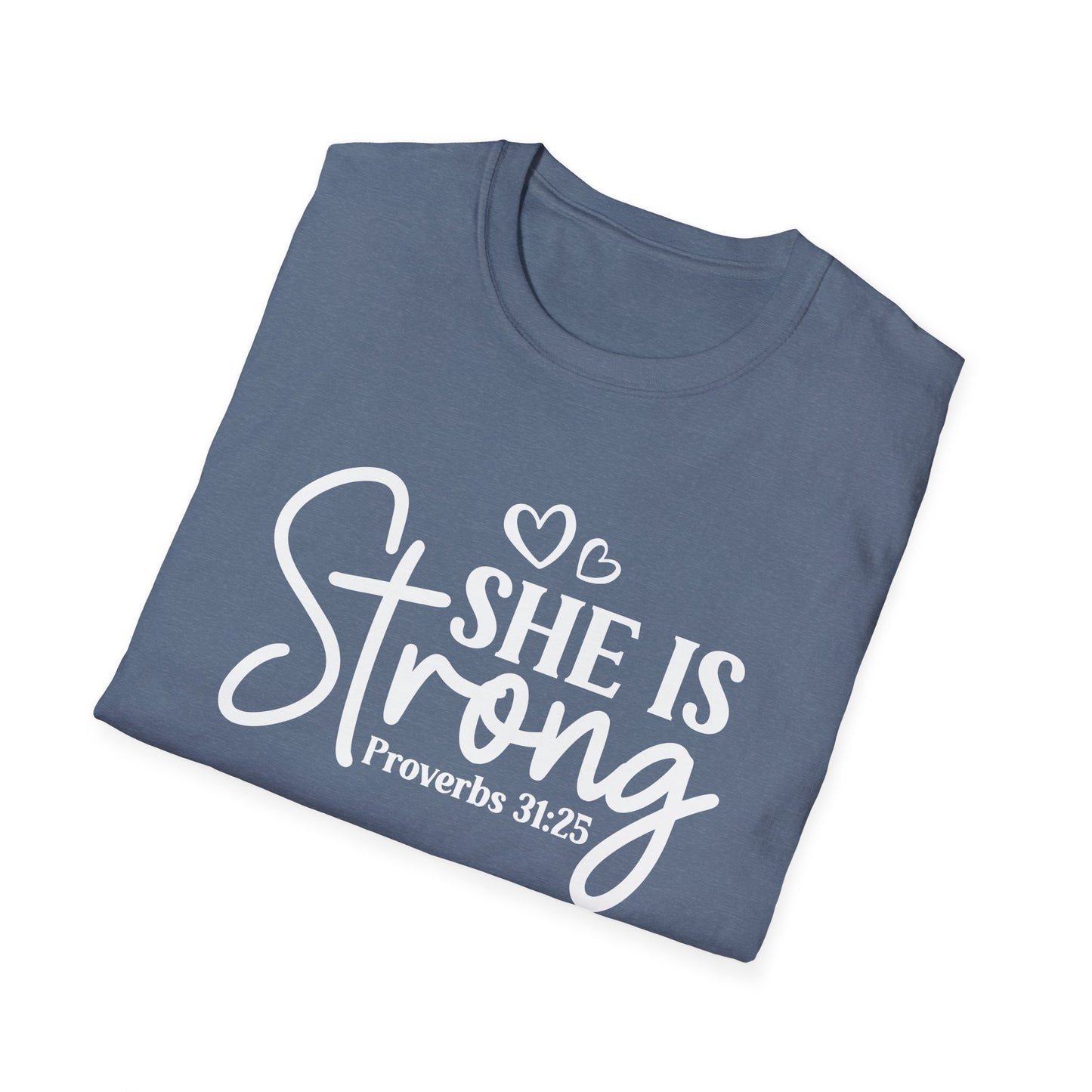 She is Strong White Letter Softstyle T-Shirt