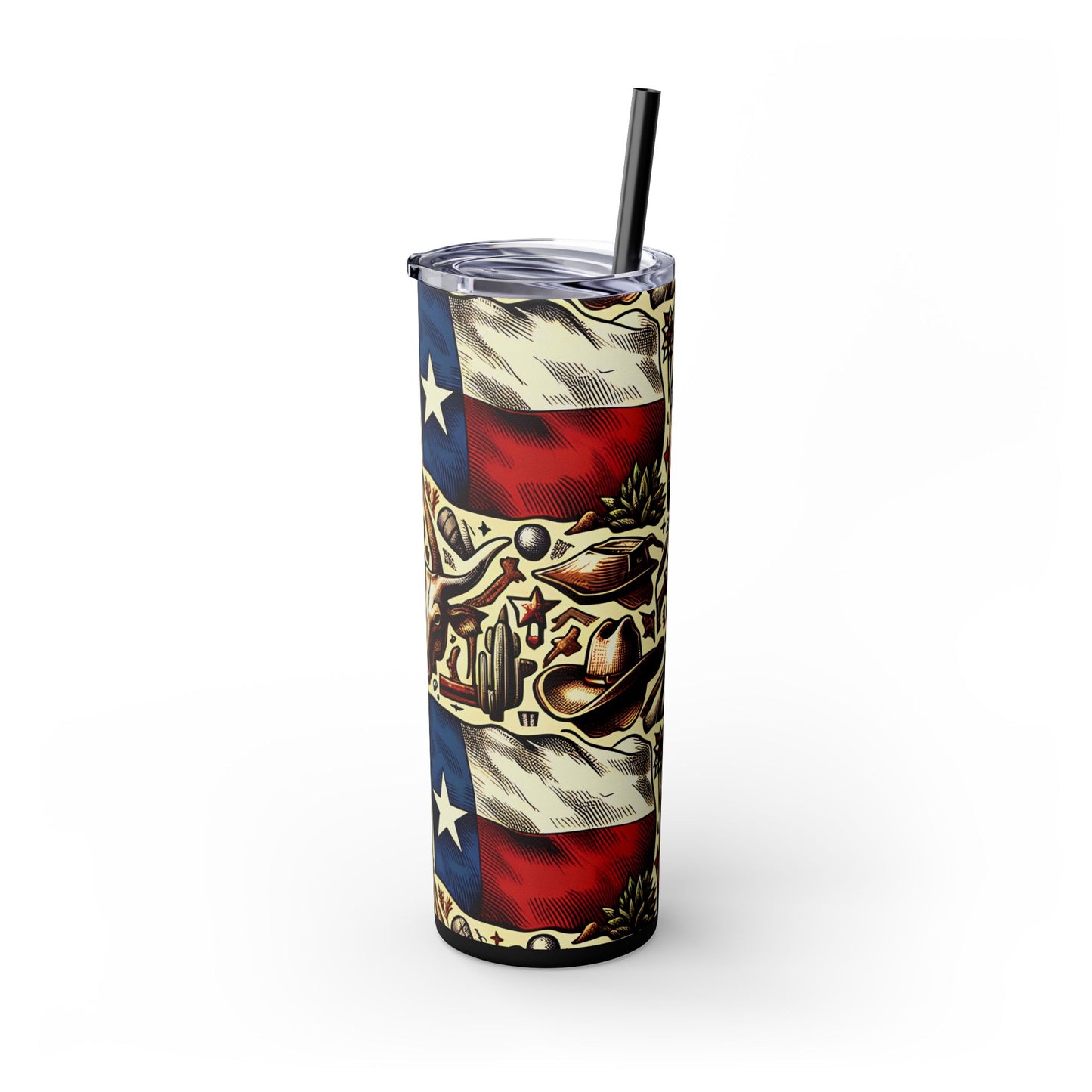 Texas Flag Skinny Tumbler with Straw, 20oz