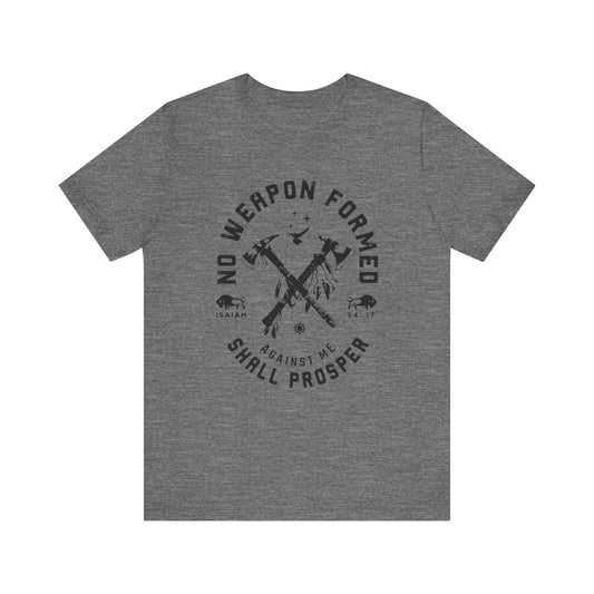 No Weapon Formed Against Me Black Letter Short Sleeve Tee