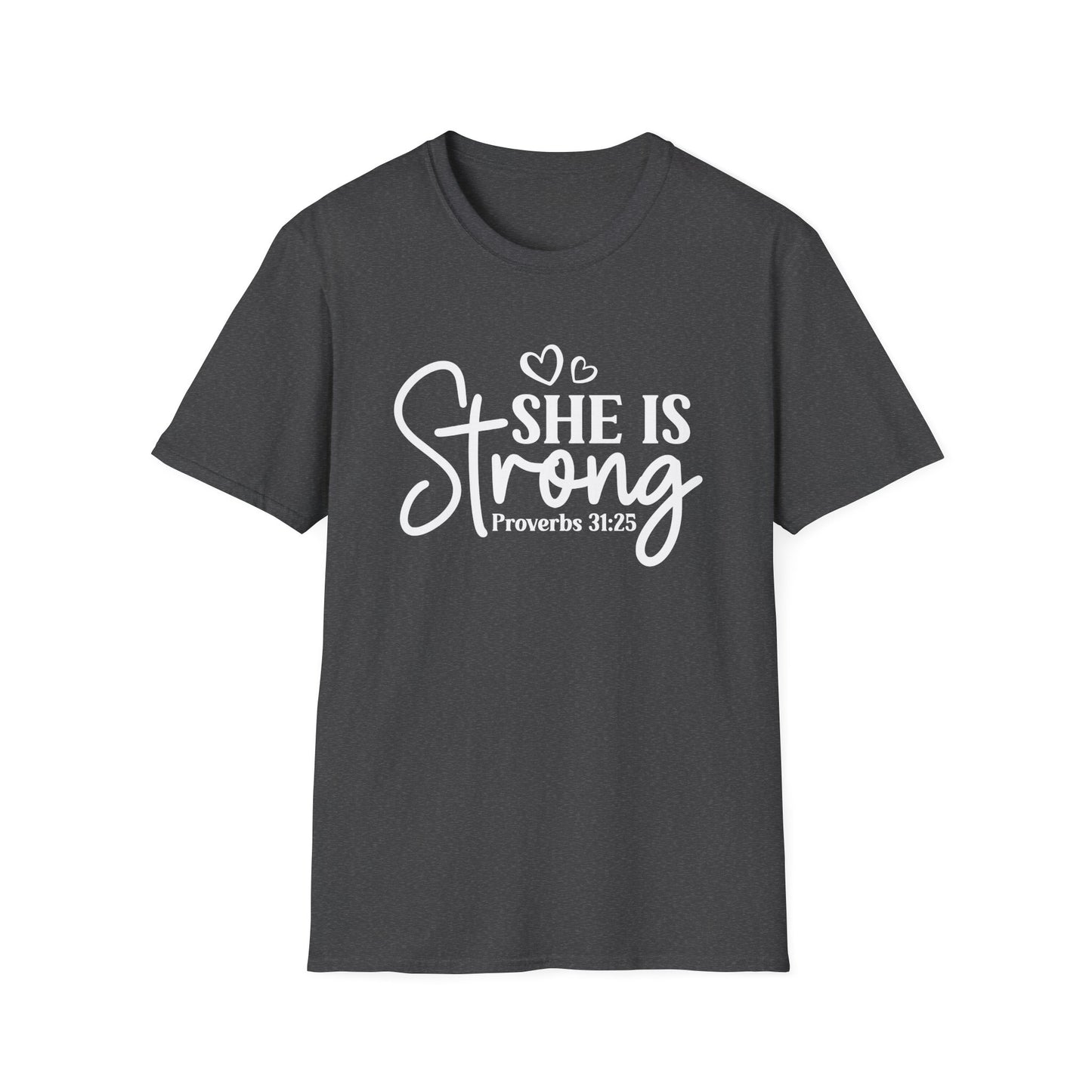 She is Strong White Letter Softstyle T-Shirt