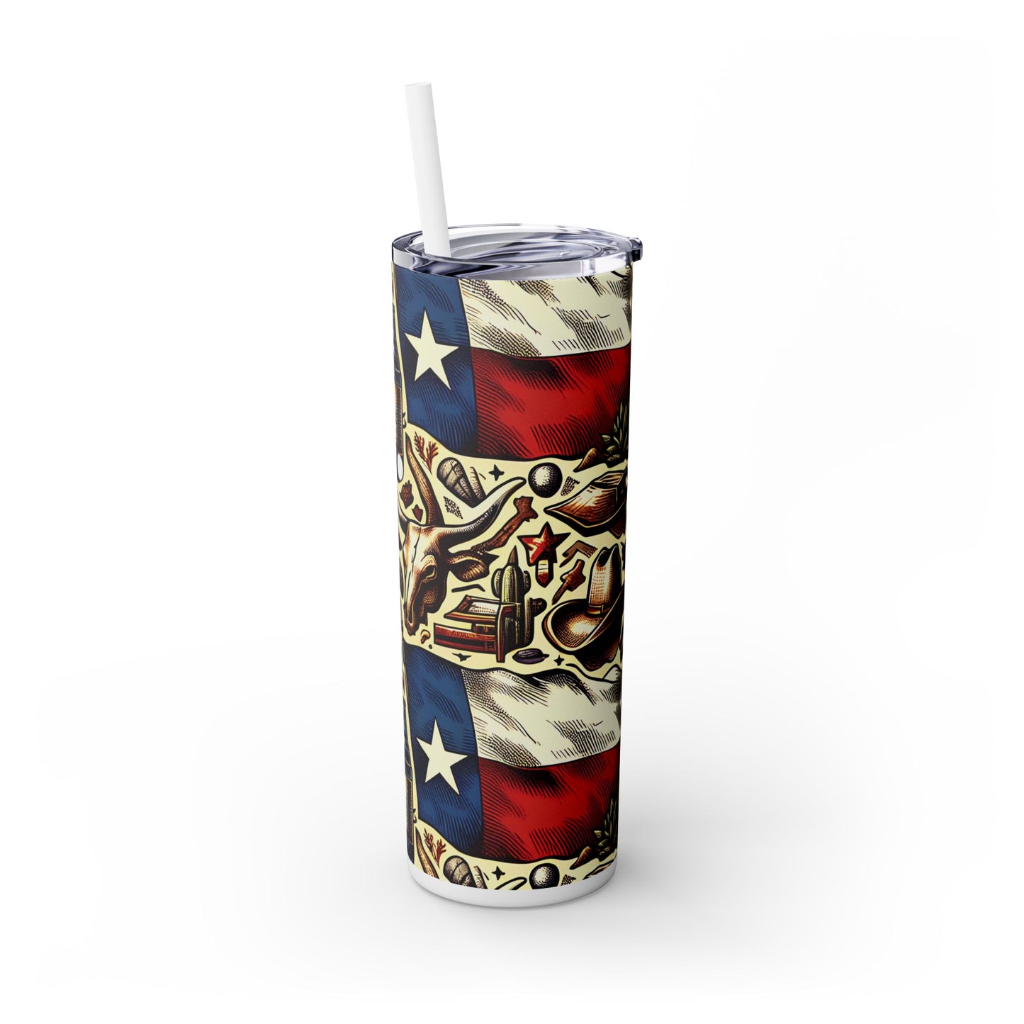 Texas Flag Skinny Tumbler with Straw, 20oz