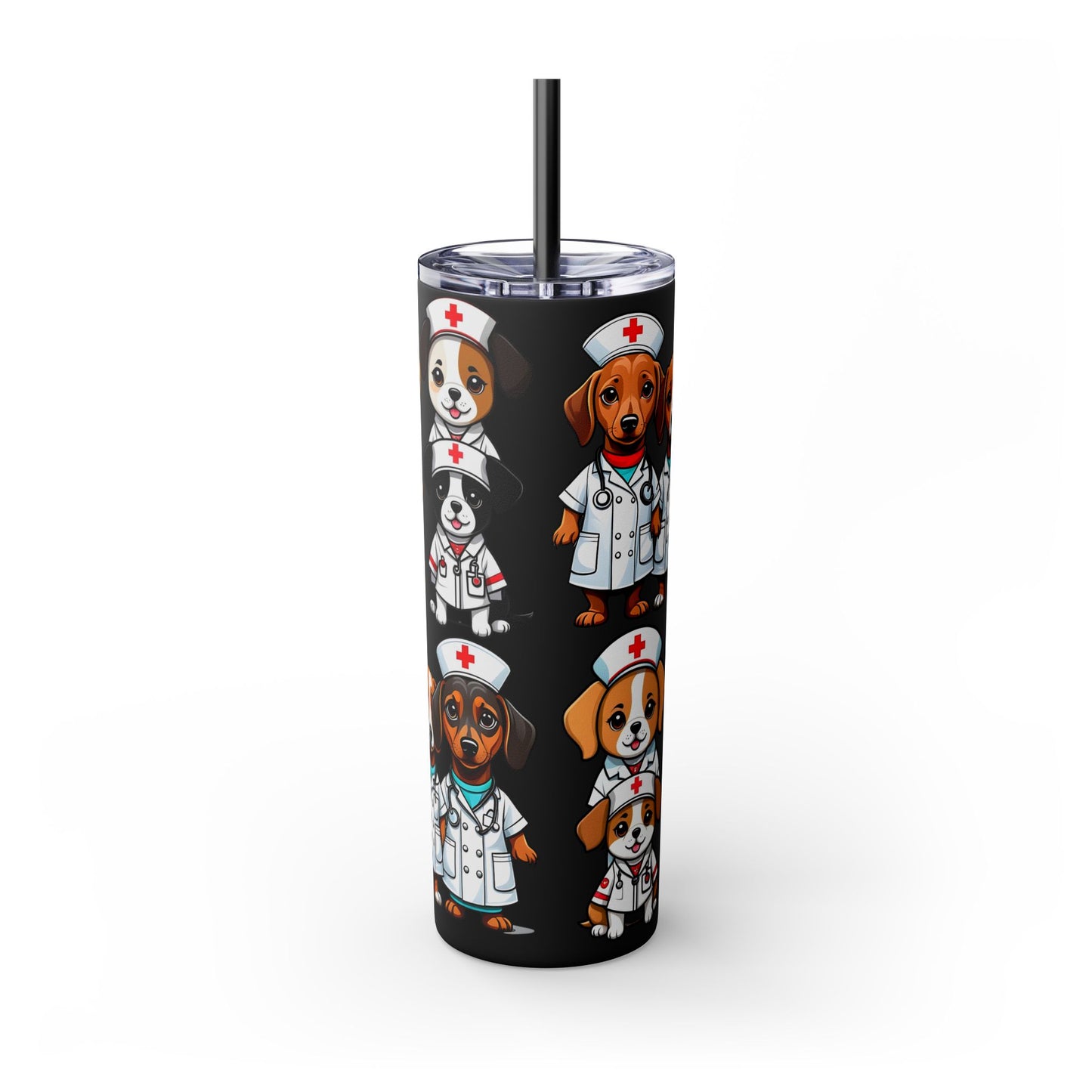 Nurse Weenie Dog Skinny Tumbler with Straw, 20oz