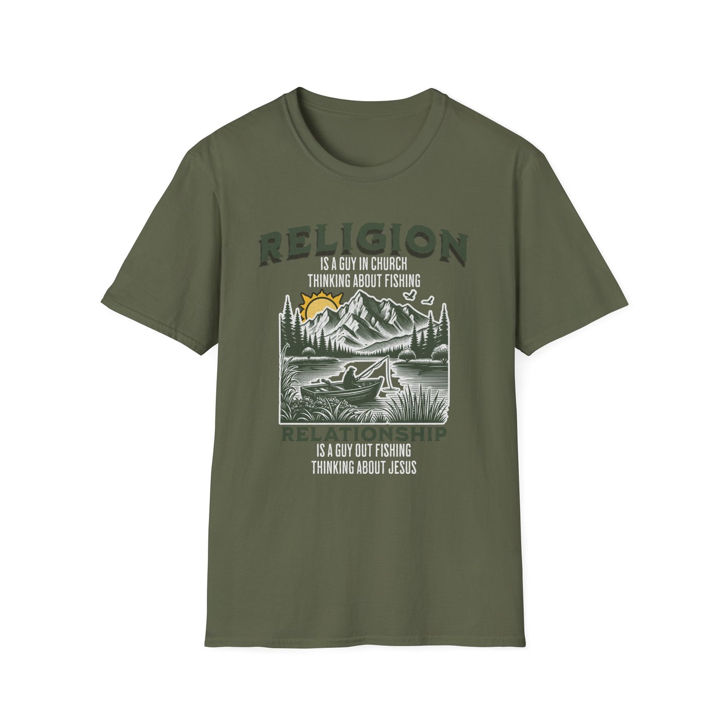 Religion Is A Guy Fishing Softstyle T-Shirt