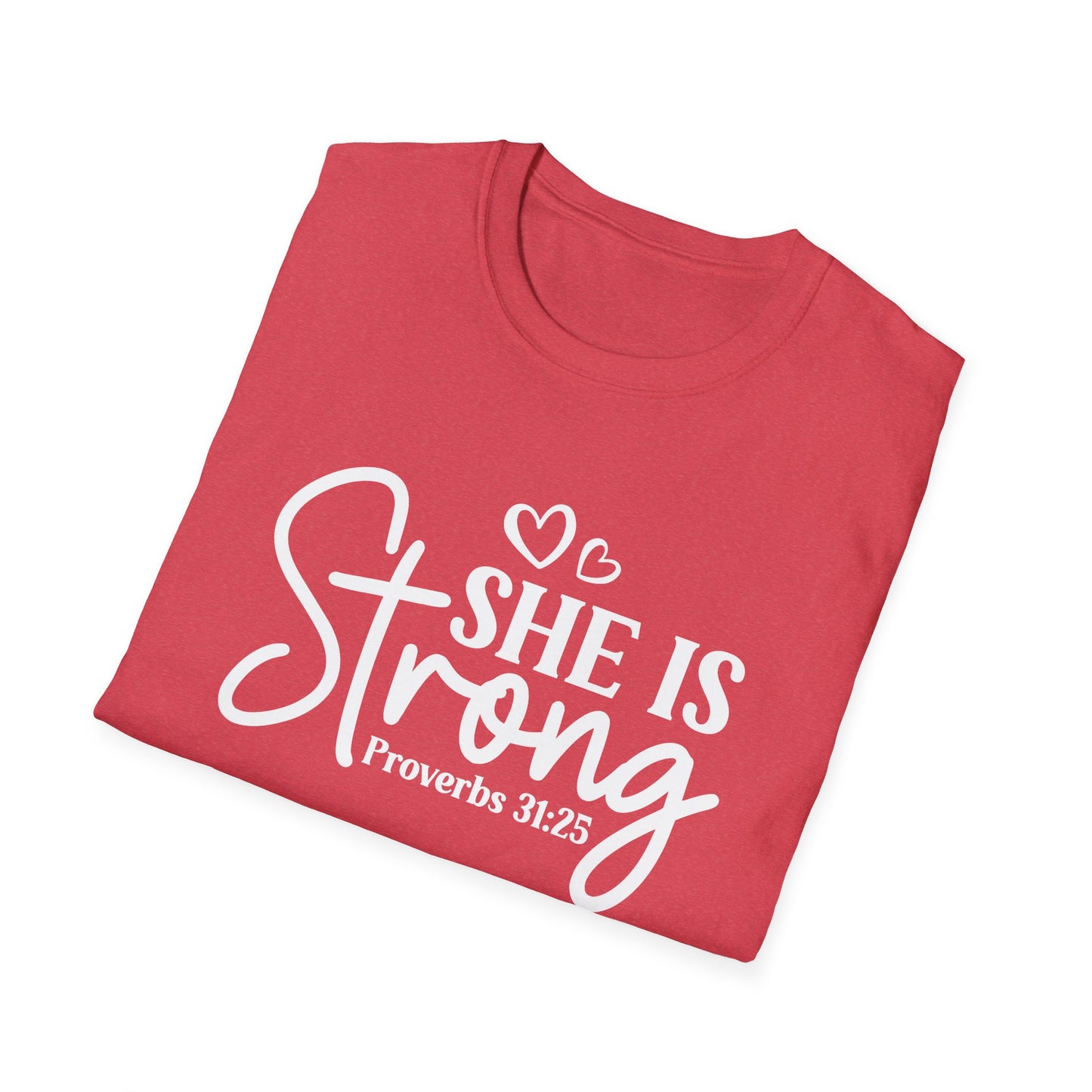 She is Strong White Letter Softstyle T-Shirt