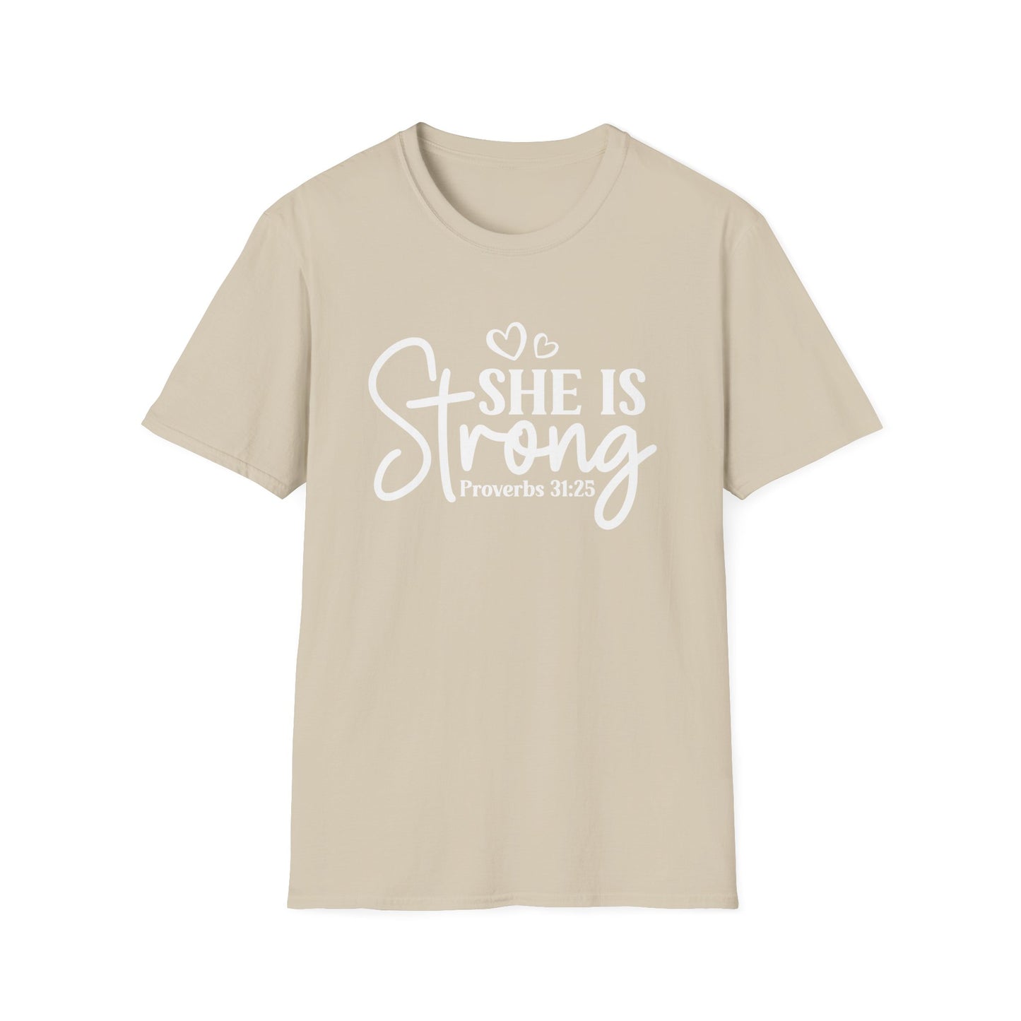 She is Strong White Letter Softstyle T-Shirt