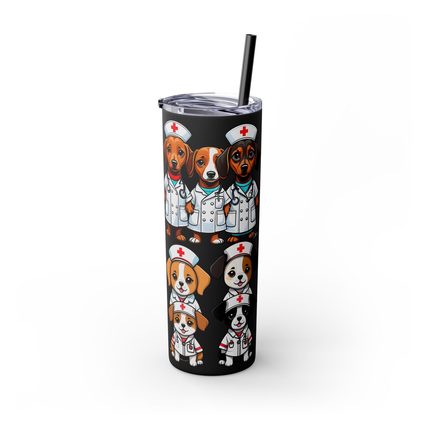 Nurse Weenie Dog Skinny Tumbler with Straw, 20oz